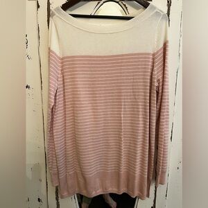 Caslon boatneck long sweater in cream and pink | M